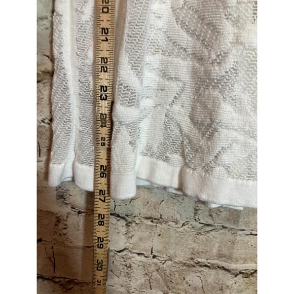 Nic + Zoe Top Womens Small White Mesh Semi Sheer Beachy Tropical Coquette Zip - Picture 10 of 14